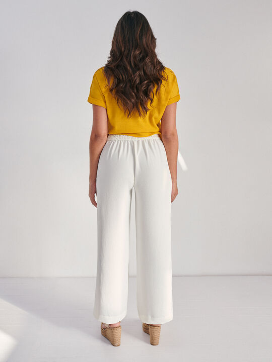 Pantalón ancho fluido Blanco Hueso image number null