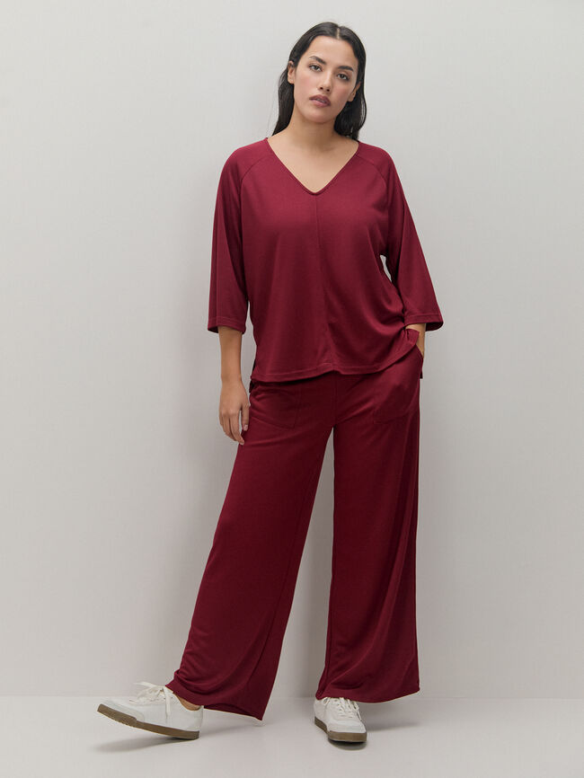 PANTALON DETALLE BOLSILLO Granate