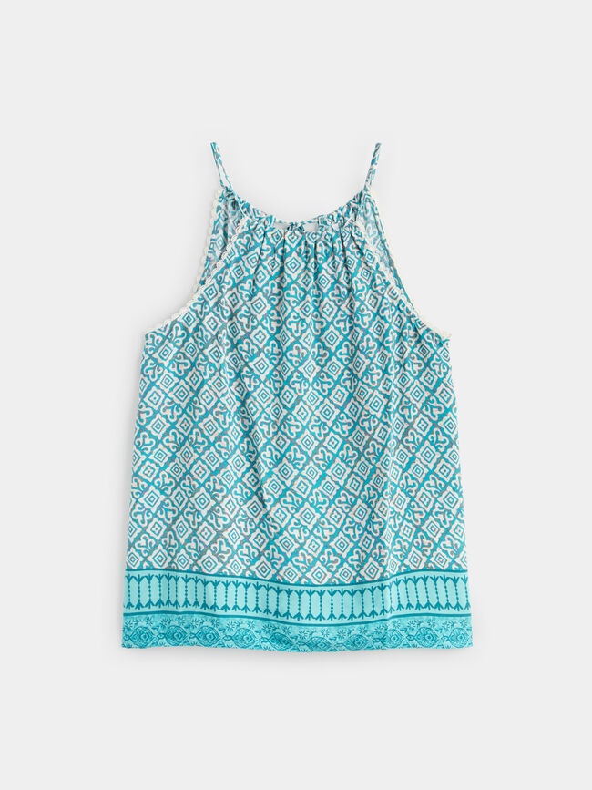 TOP HALTER ESTAMPADO Turquesa Oscuro