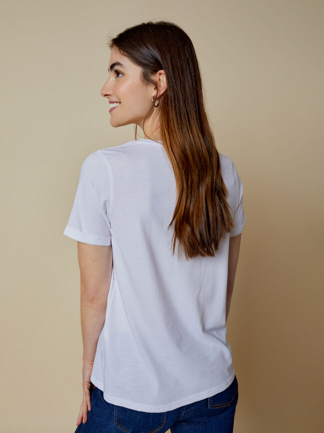 Camiseta detalle estampado Blanco Optico