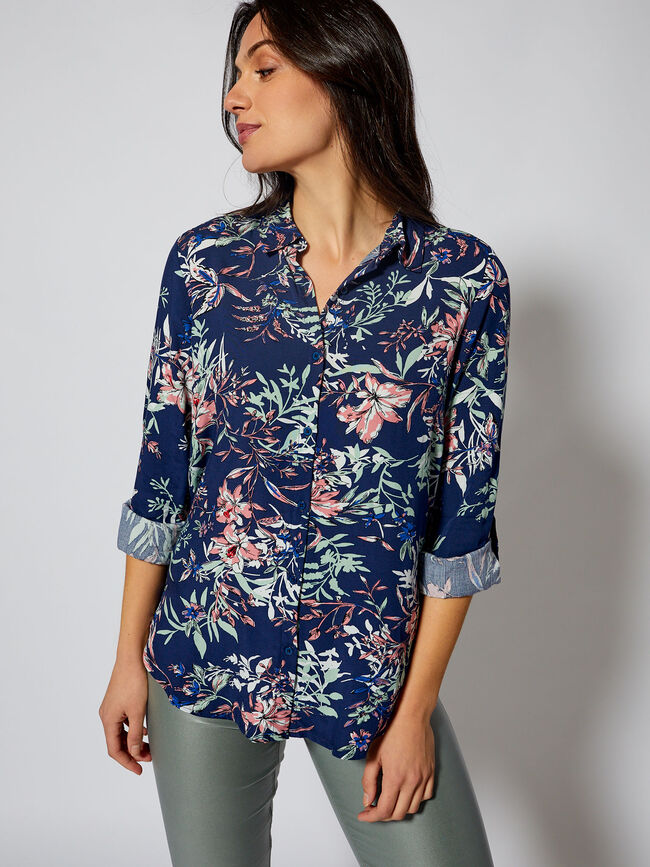 blusa visco print marino claro