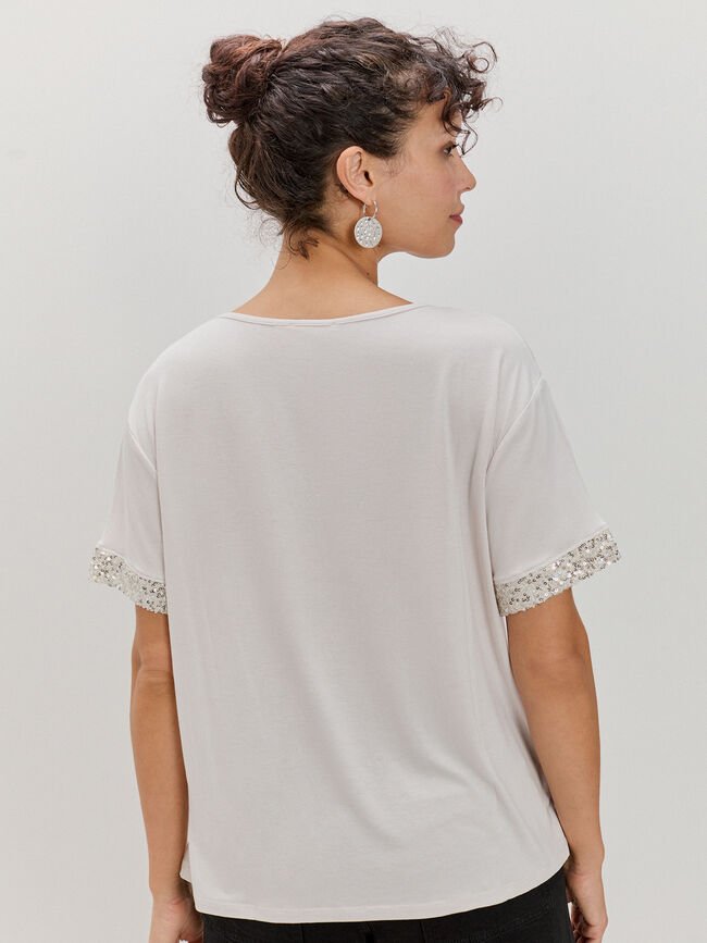 CAMISETA  LENTEJUELAS Crudo