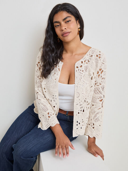 CARDIGAN FLORES CROCHET Crudo image number null