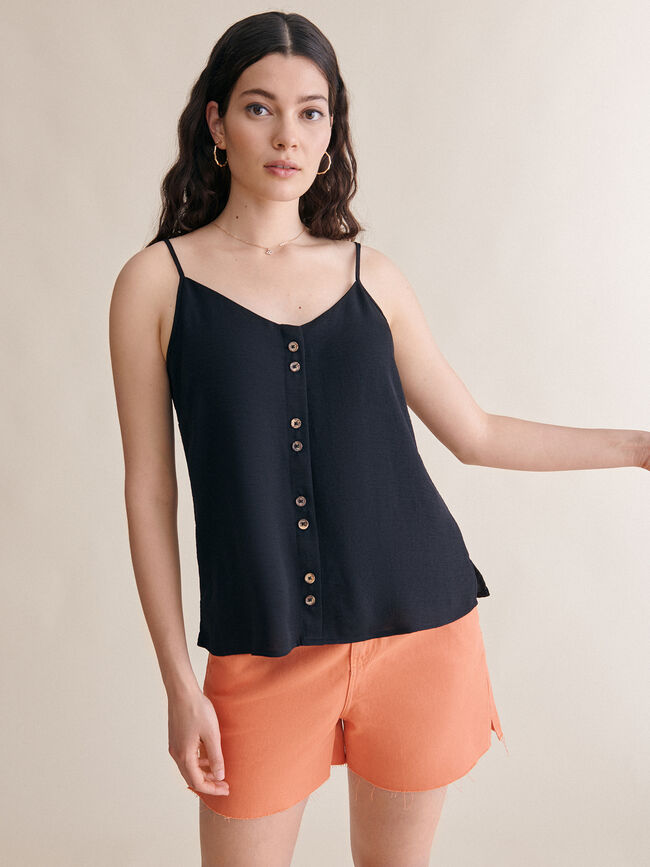 Top tirantes detalle botones Negro