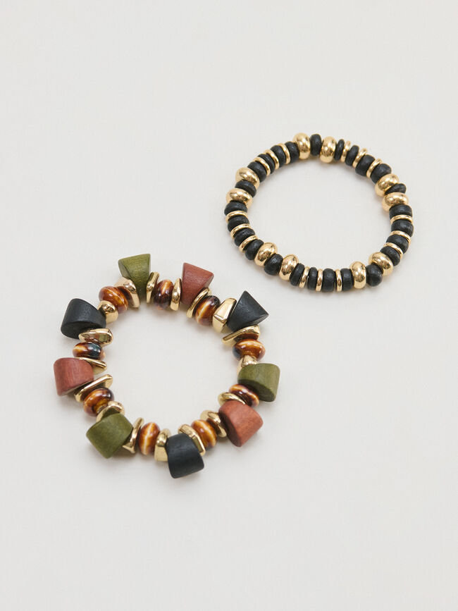 PACK PULSERAS MADERA Oro