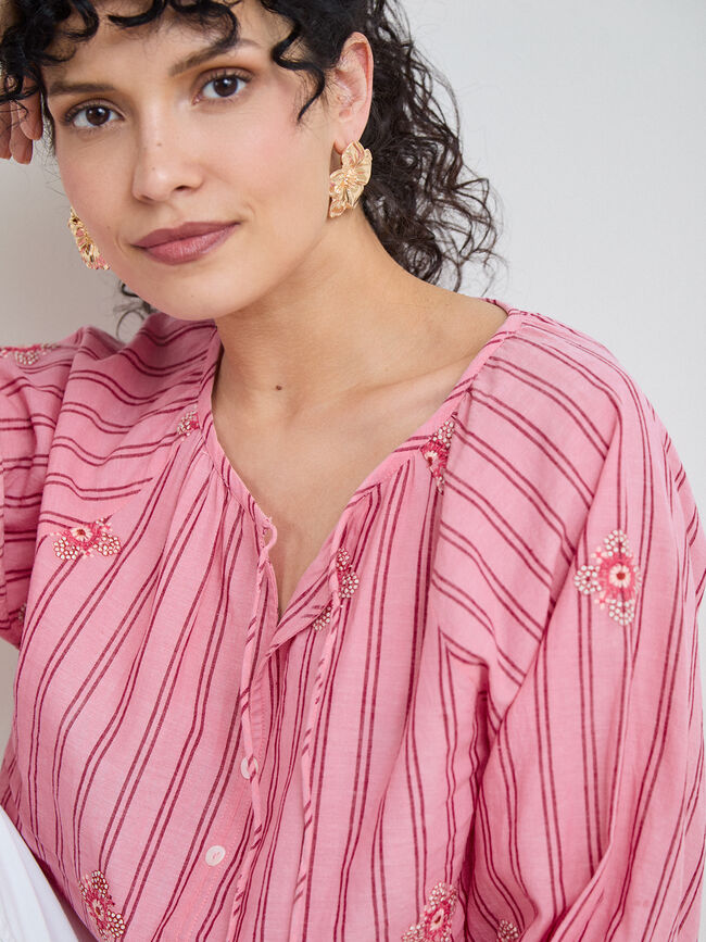 BLUSA BORDADOS RAYA Rosa Chicle