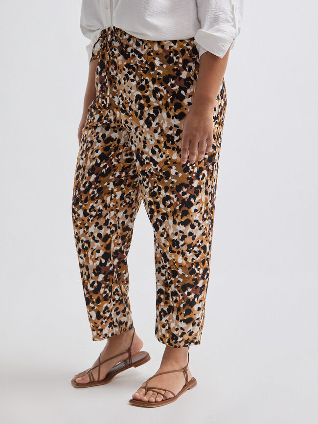 PANTALON FLUIDO ESTAMPADO Marron