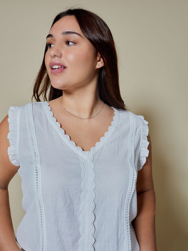 Blusa detalle bordado Blanco Optico