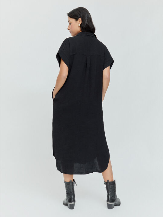 VESTIDO CAMISERO MIDI Negro image number null
