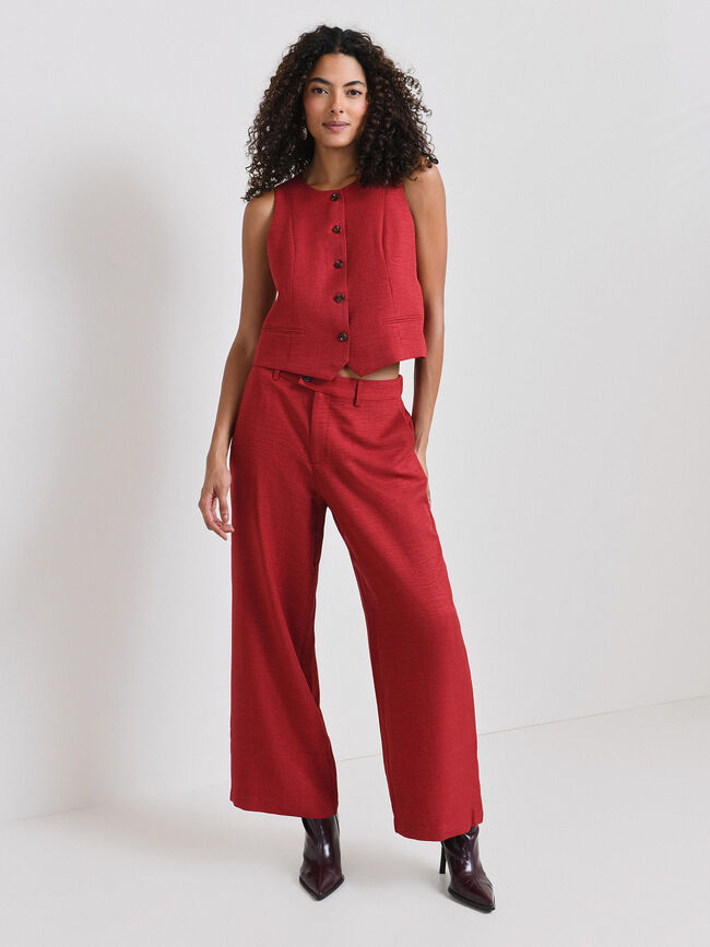 PANTALON RECTO RUSTICO Rojo Cereza