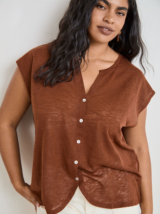 CAMISETA BOTONES Marron Medio image number null