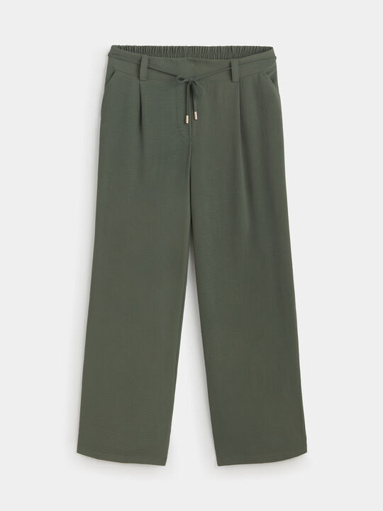 PANTALON ANCHO FLUIDO Verde oscuro image number null