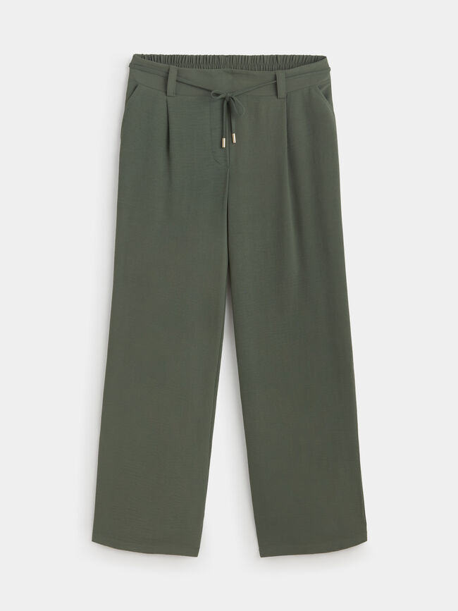 PANTALON ANCHO FLUIDO Verde oscuro
