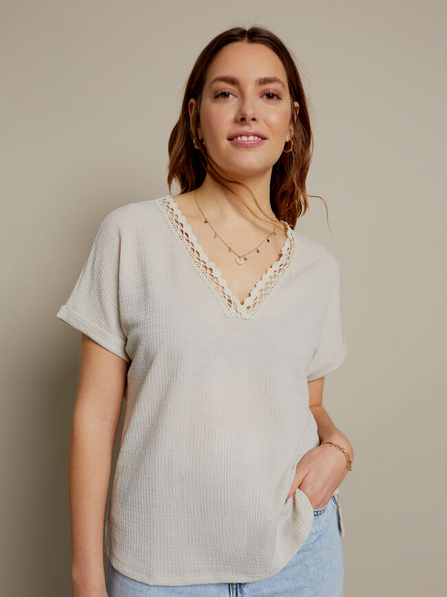 Camiseta detalle calados Piedra