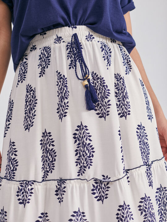 Falda estampada volante Beige image number null