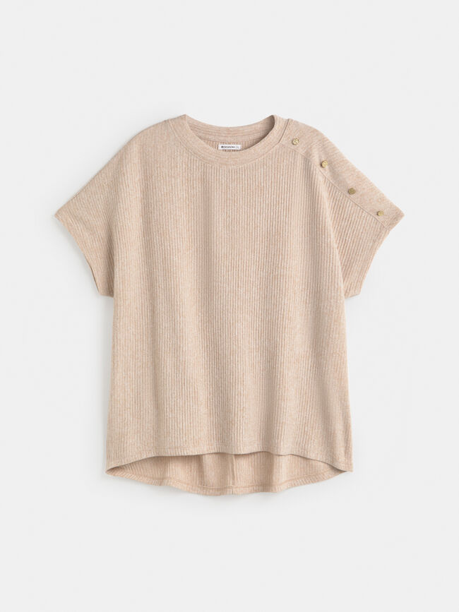 CAMISETA DETALLE BOTONES PIEDRA OSCURO