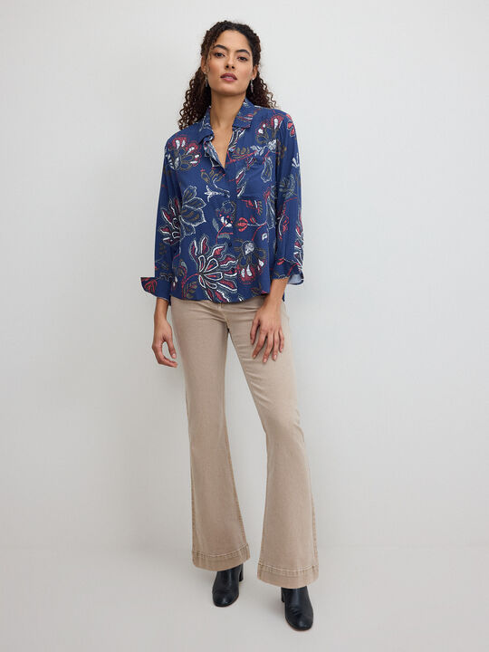 CAMISA VISCOSA ESTAMPADA Azul Marino image number null