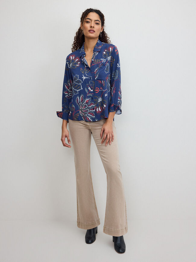 CAMISA VISCOSA ESTAMPADA Azul Marino
