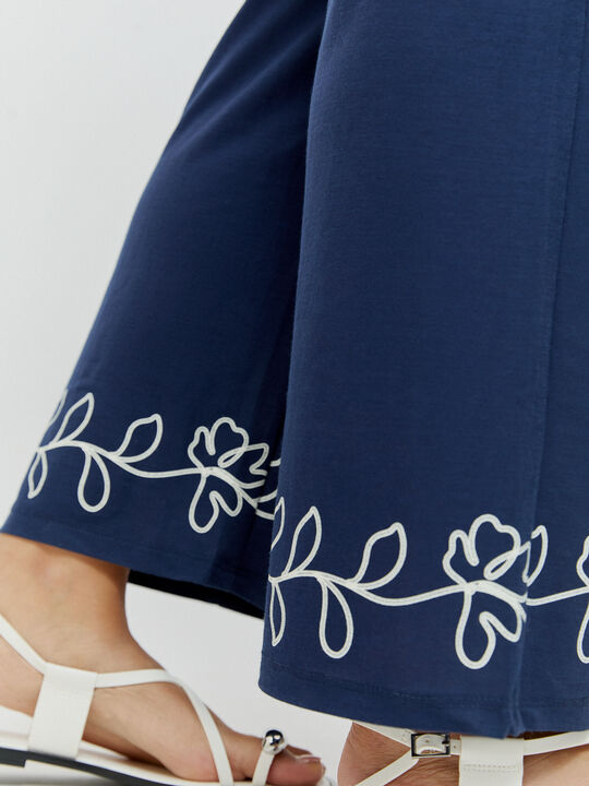 PANTALON FLORES Azul Marino image number null
