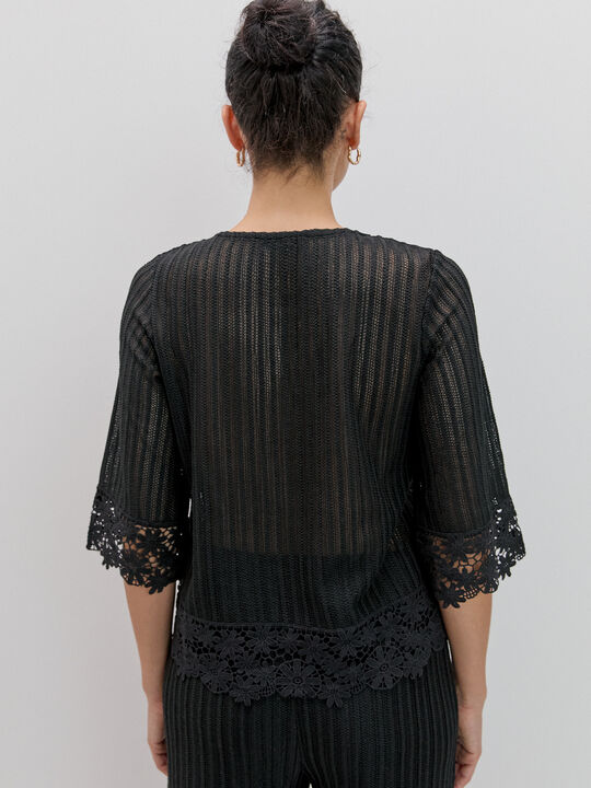 CHAQUETA DETALLE CROCHET Negro image number null