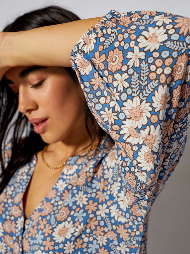 Vestido largo estampado Azul Ceruleo