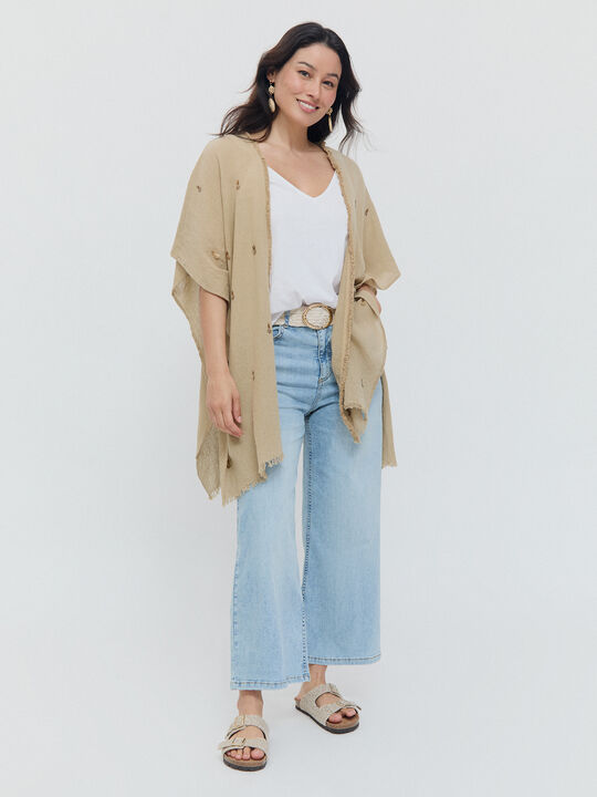 KIMONO ABIERTO ABALORIOS Beige image number null