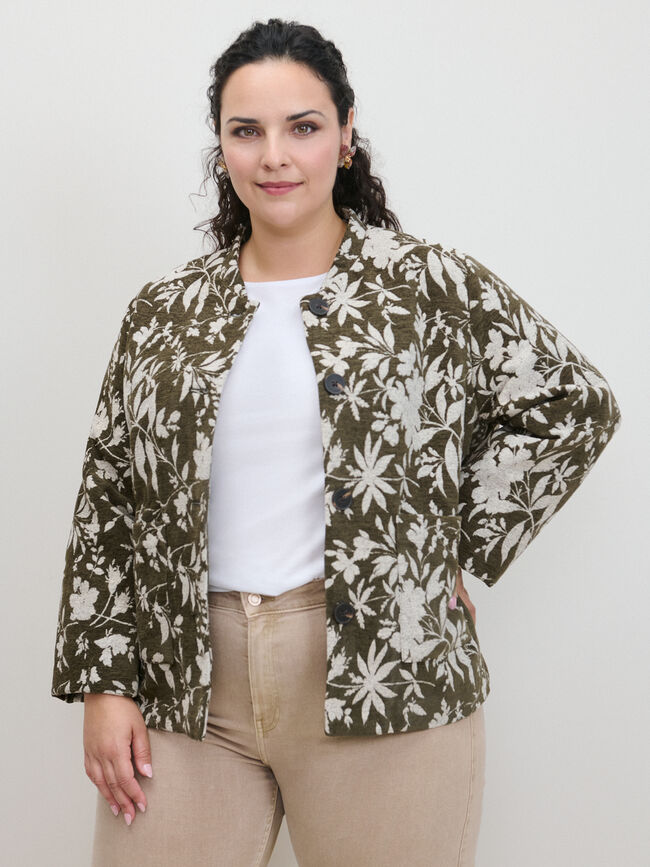 CHAQUETA JACQUARD BOLSILLOS Kaki