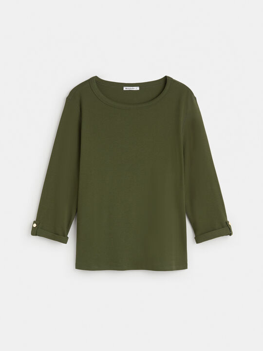 CAMISETA BOTONES MANGA verde militar image number null