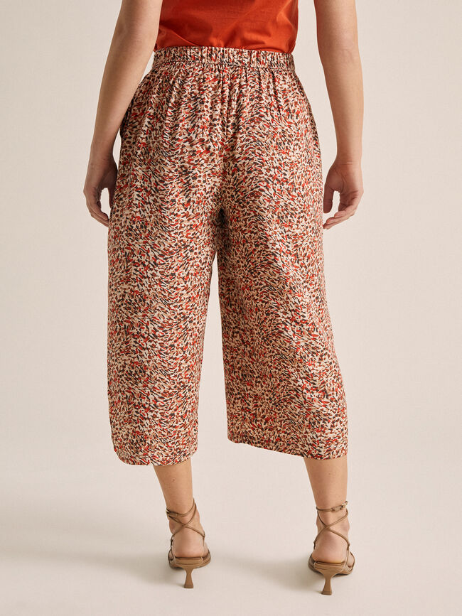 Pantalon culotte detalle botones Marron Claro