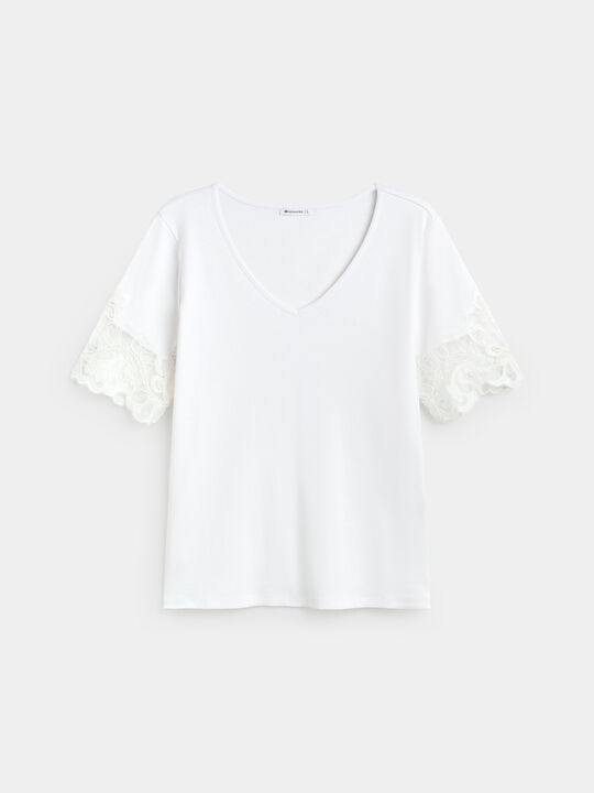 CAMISETA DETALLE MANGA Blanco Optico image number null