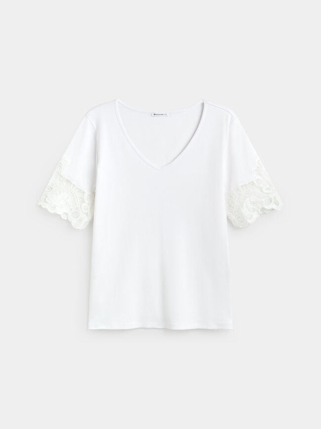 CAMISETA DETALLE MANGA Blanco Optico
