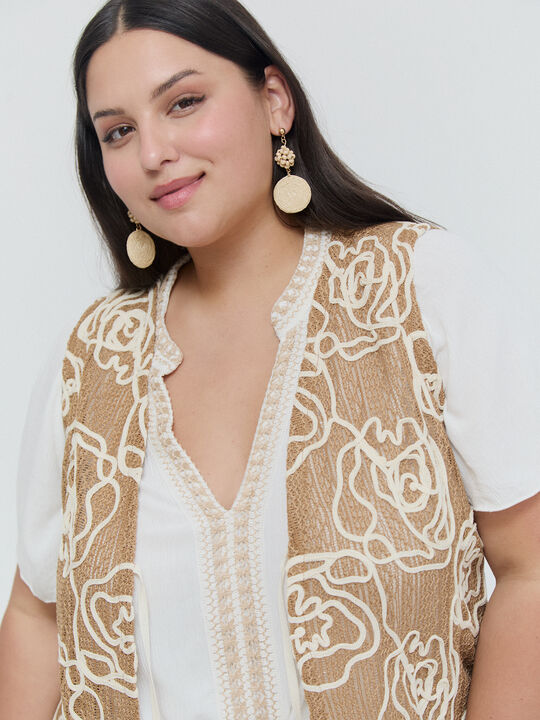 CHALECO FLORES. Marron image number null