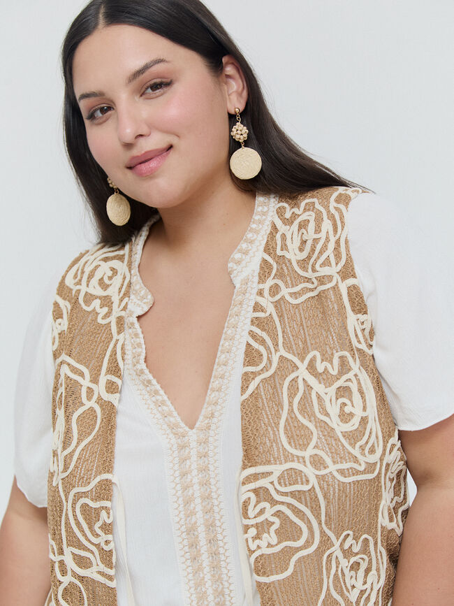 CHALECO FLORES. Marron