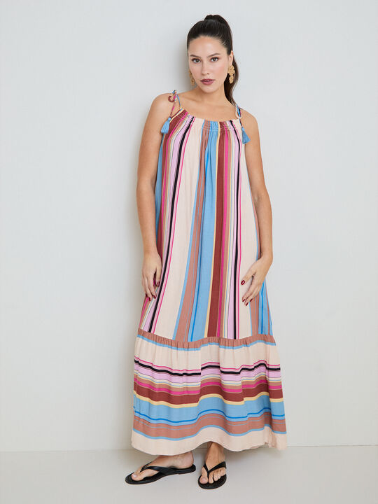 VESTIDO LARGO RAYAS Multicolor image number null