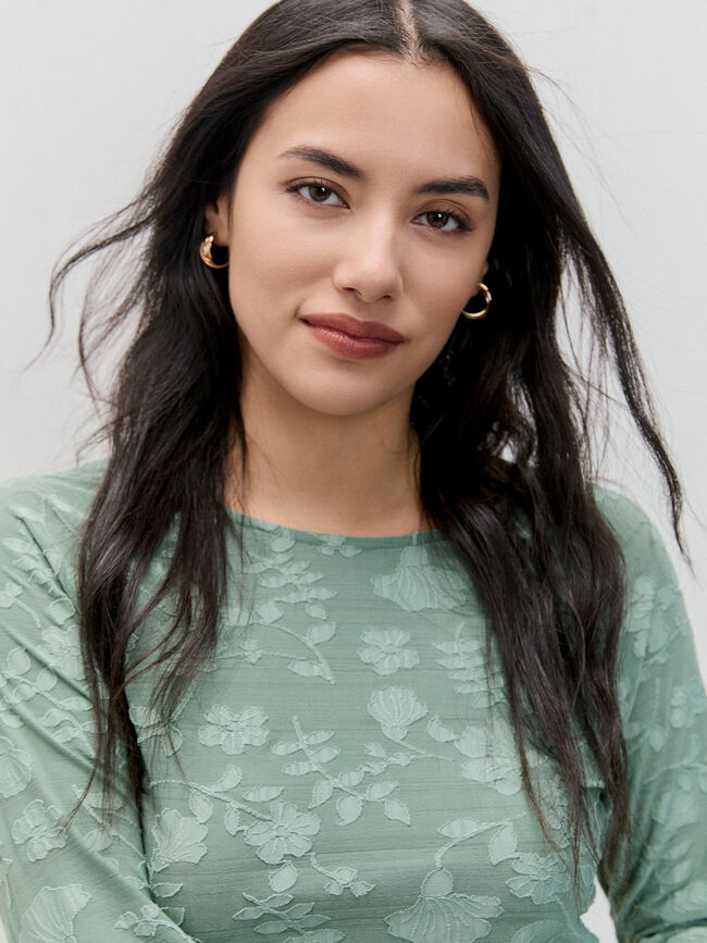 CAMISETA DETALLE TEJIDO Verde Pastel