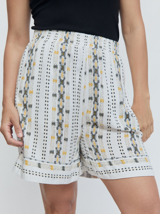SHORT FLUIDO ESTAMPADO Blanco Optico