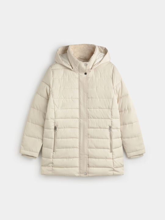 CHAQUETA LARGA ACOLCHADA Crudo image number null