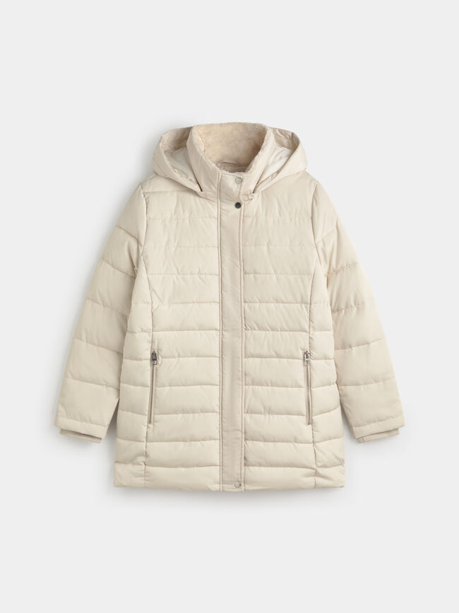 CHAQUETA LARGA ACOLCHADA Crudo