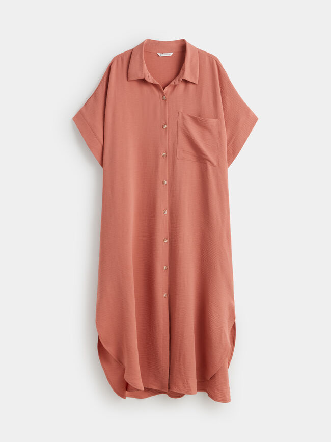 VESTIDO CAMISERO MIDI Rosa Polvo