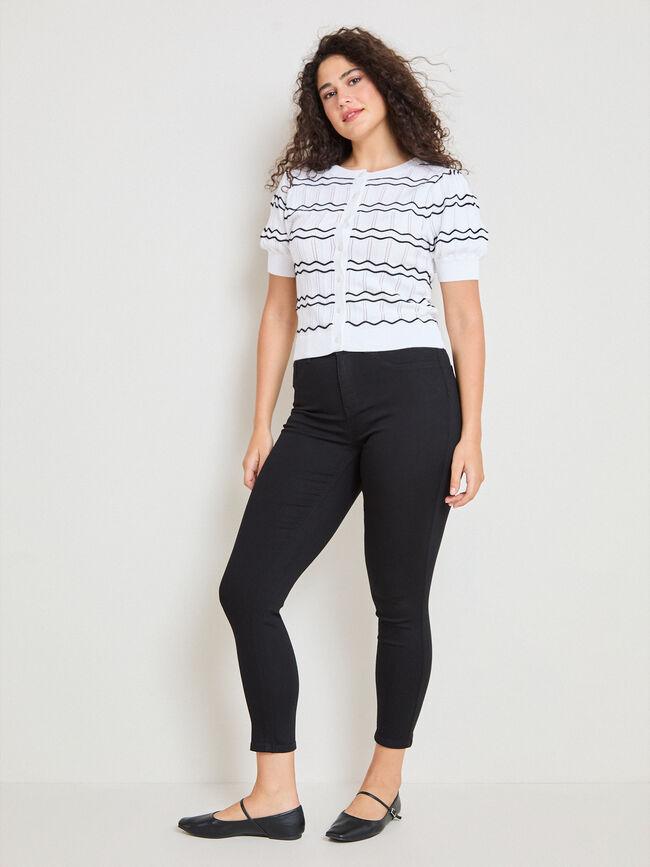 CARDIGAN ONDAS BICOLOR Blanco Optico