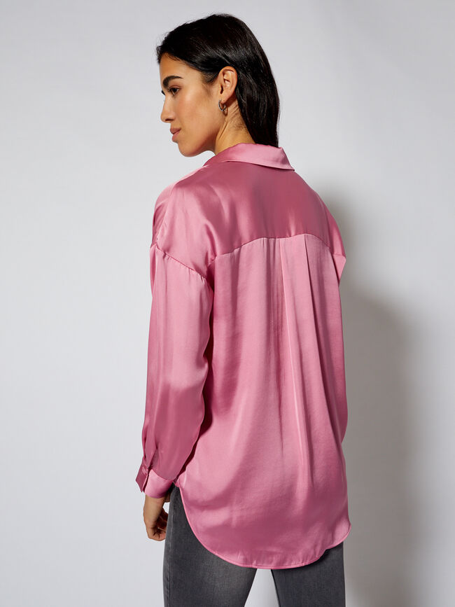Blusa satén etampado Rosa Medio