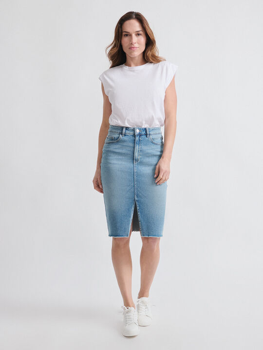 FALDA VAQUERA MIDI Mid blue image number null
