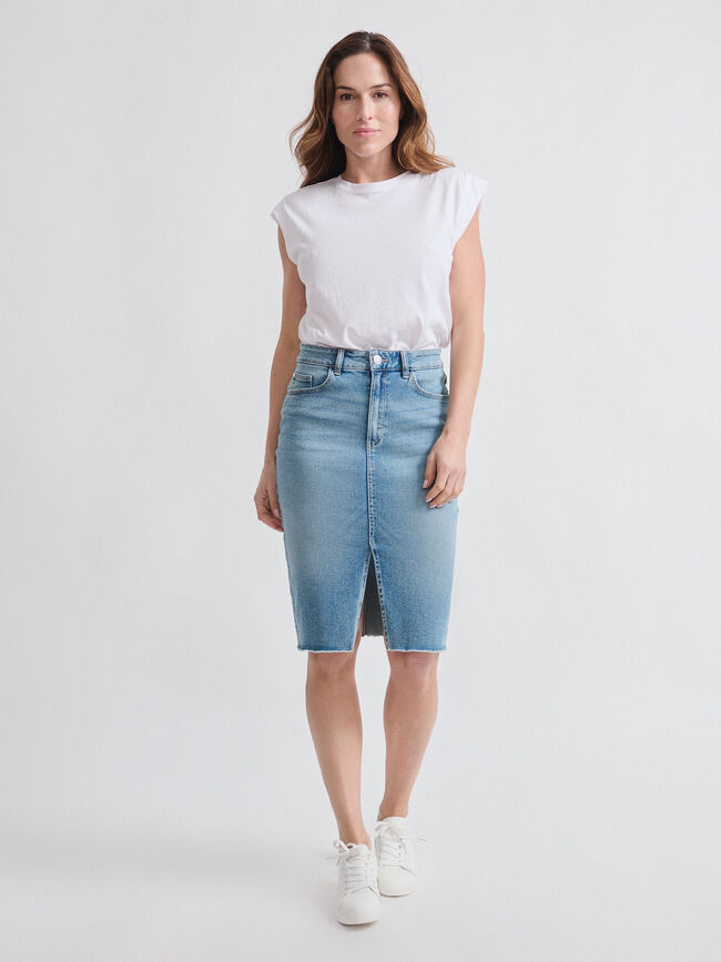 FALDA VAQUERA MIDI Mid blue