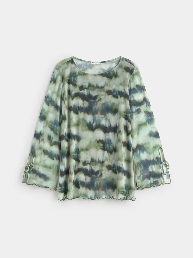 CAMISETA TUL ESTAMPADA Verde oscuro