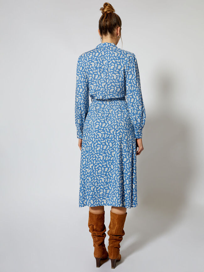 Vestido camisero estampado Azul Ceruleo