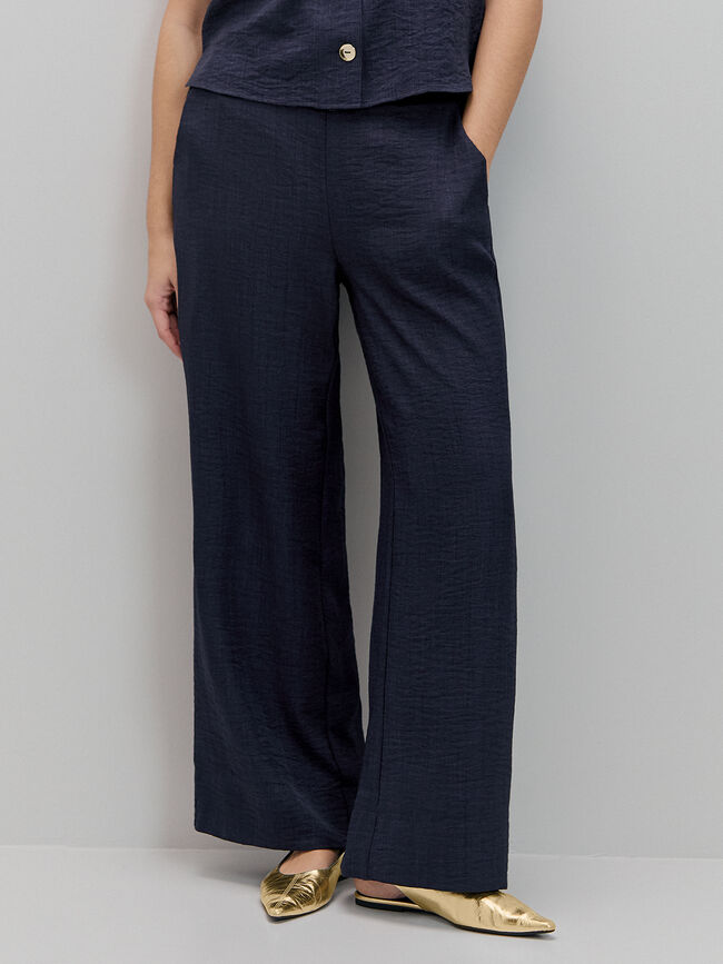 PANTAL&Oacute;N LARGO ANCHO Azul Marino