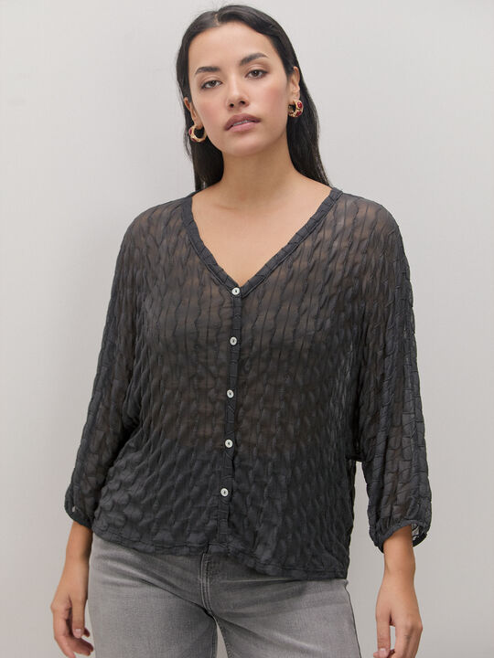 BLUSA DETALLE BOTON Gris image number null