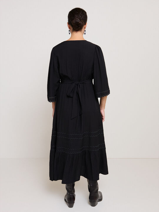 VESTIDO LARGO ONDULINA Negro image number null