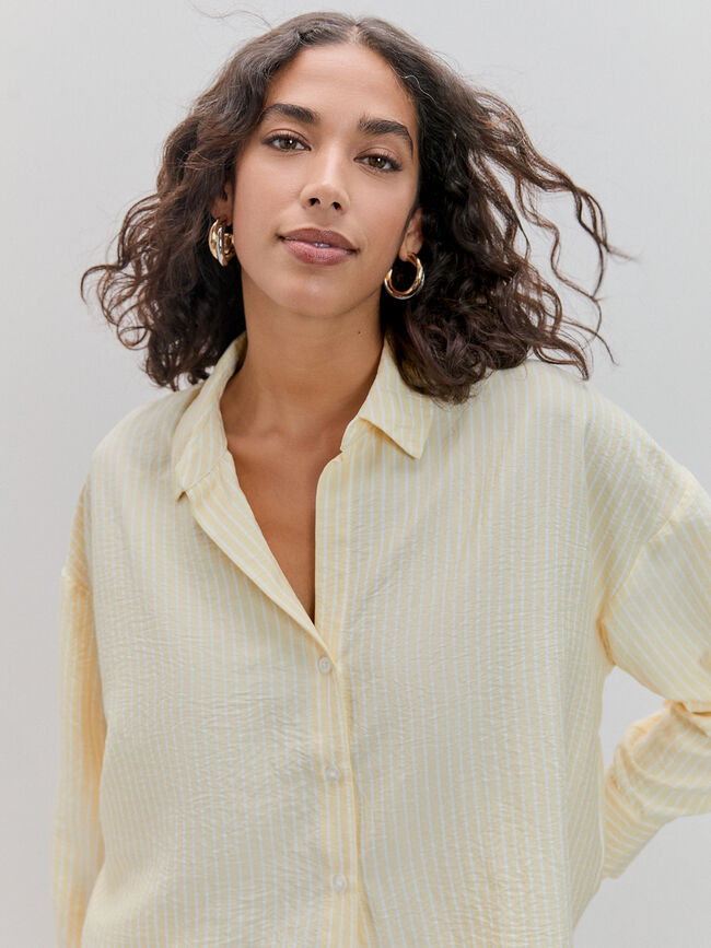 CAMISA RAYAS OVERSIZE Amarillo Pastel
