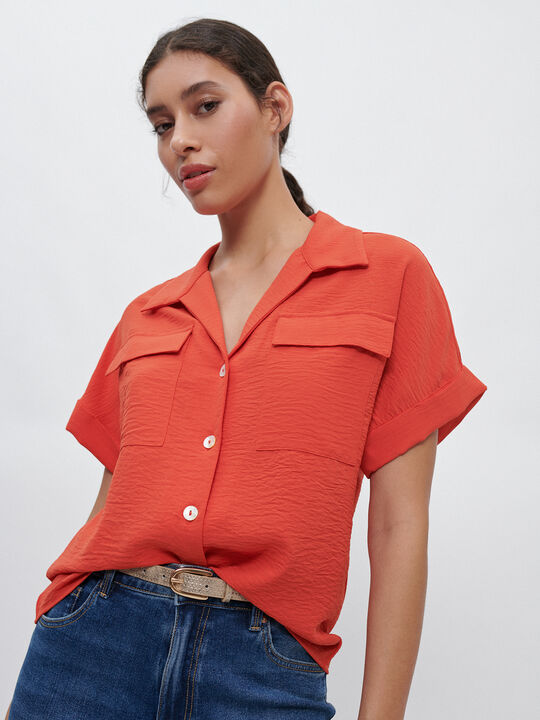 BLUSA MANGA CORTA naranja coral image number null